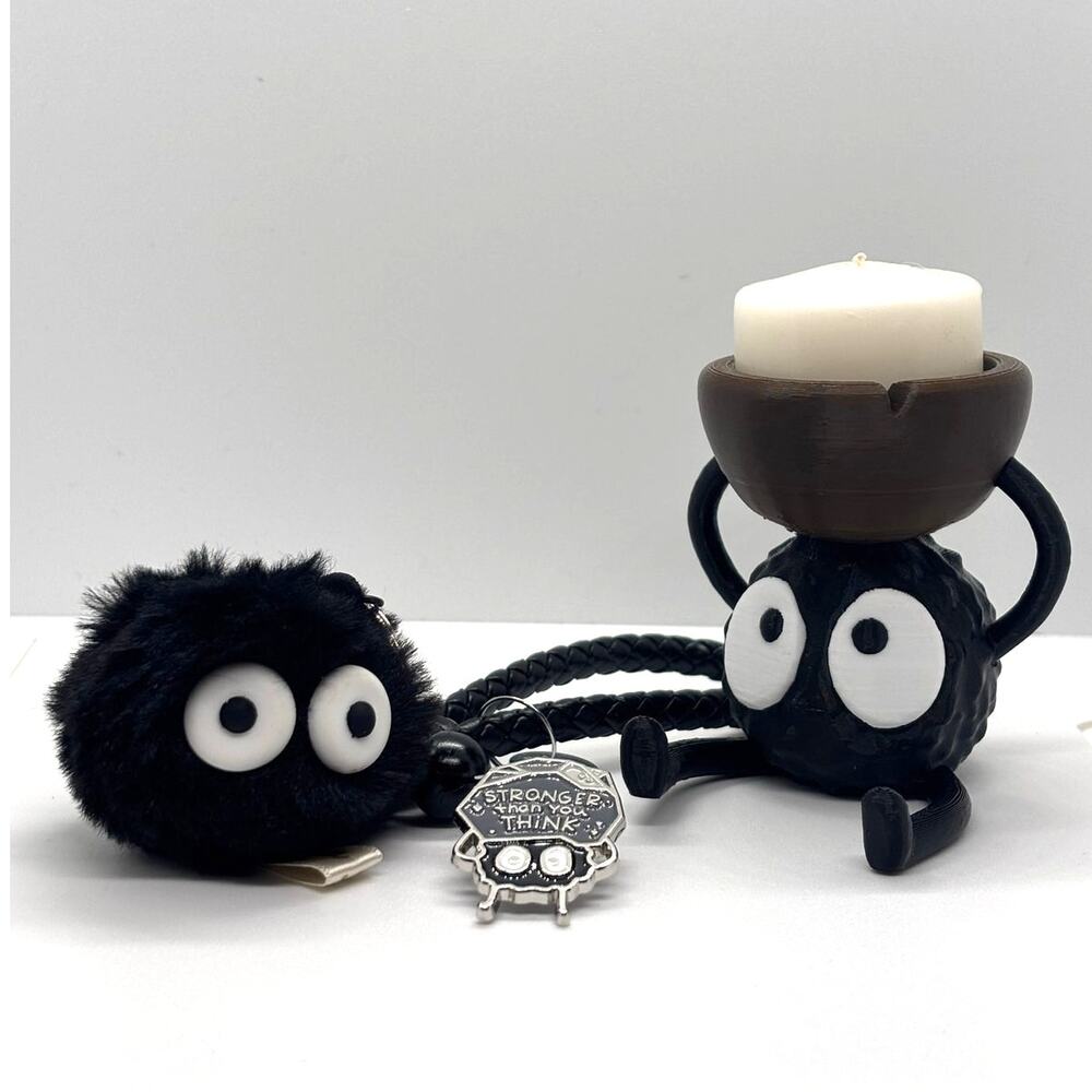 Totoro Soot Sprite Bundle/Lot, Keychain, Pin, Candle Holder, Studio Ghibli New